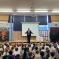 Sir Bernard giving assembly at Broomsgrove school